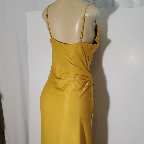 NWT Zara Midi Satin Effect Slip Dress Summer Mustard Yellow Gold Size M - Picture 8 of 15